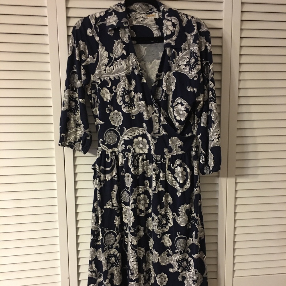 Talbots faux wrap dress, 3/4 sleeves, cloth belt